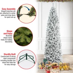 New National Tree Company 9 ft. Acacia Flocked Slim Tree