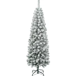 New National Tree Company 6 ft. Acacia Pencil Slim Flocked Tree