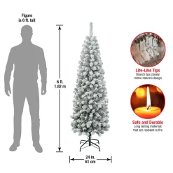 New National Tree Company 6 ft. Acacia Pencil Slim Flocked Tree