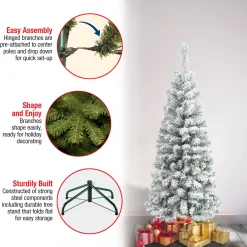 Online National Tree Company 4.5 ft. Acacia Pencil Slim Flocked Tree