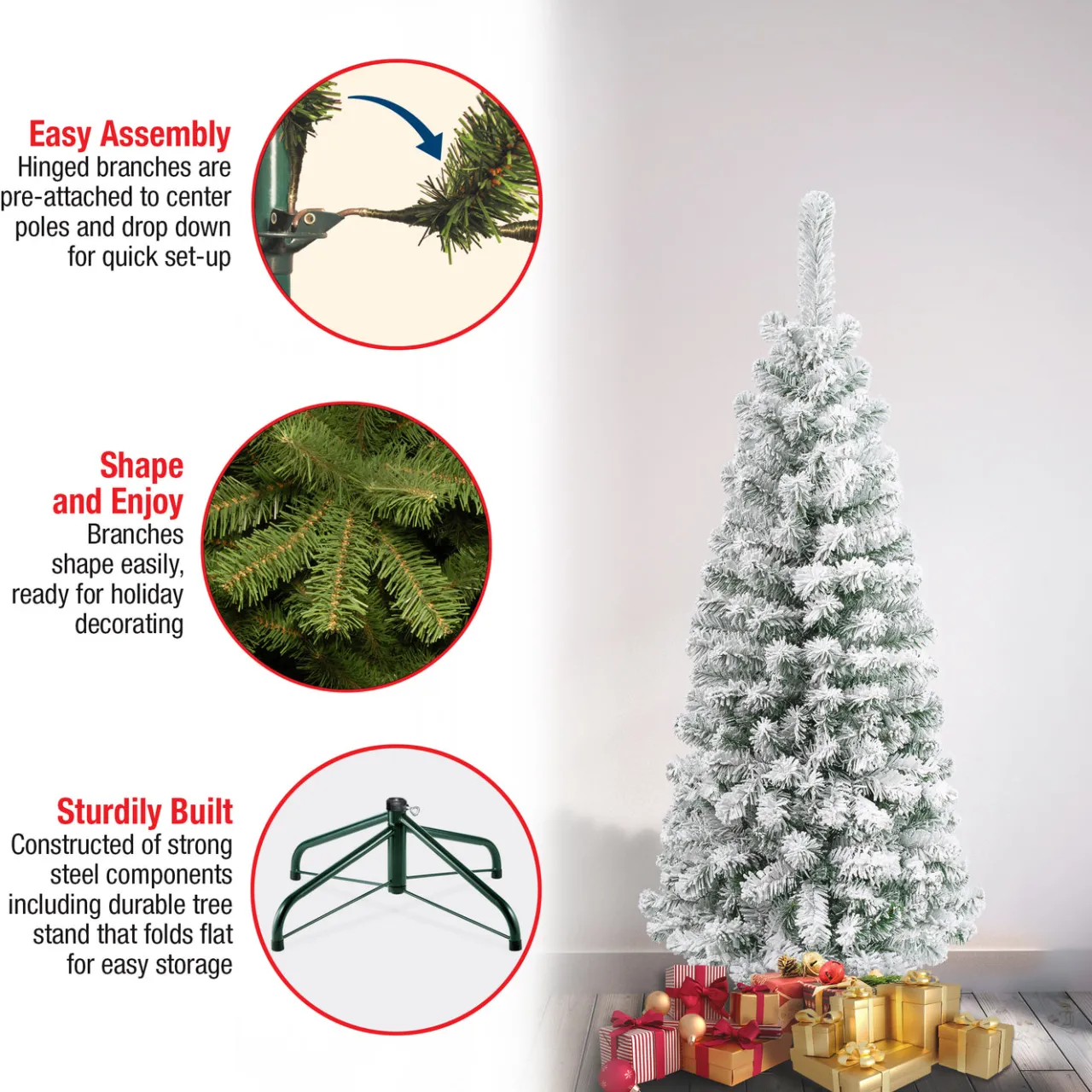 Online National Tree Company 4.5 ft. Acacia Pencil Slim Flocked Tree