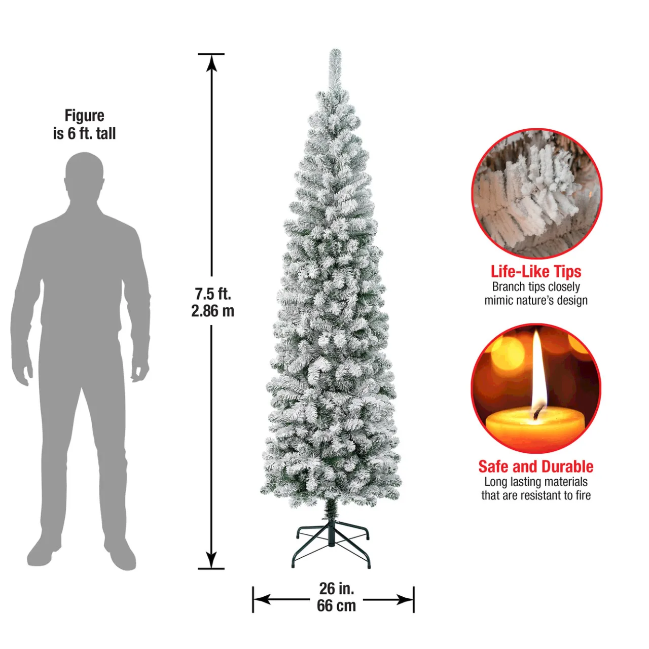 National Tree Company 7.5 ft. Acacia Pencil Slim Flocked Tree
