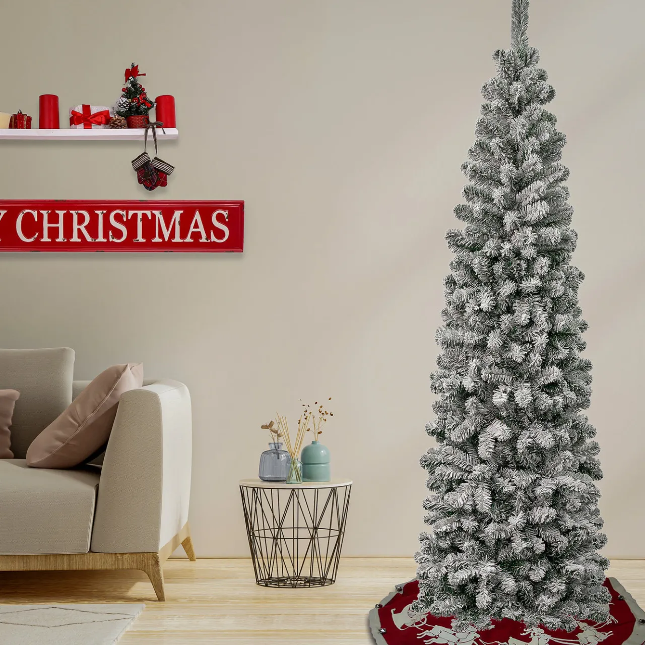National Tree Company 7.5 ft. Acacia Pencil Slim Flocked Tree