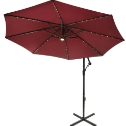Hot National Tree Company 10 ft. Cantilever Umbrella with Solar Power LED Lights, Red