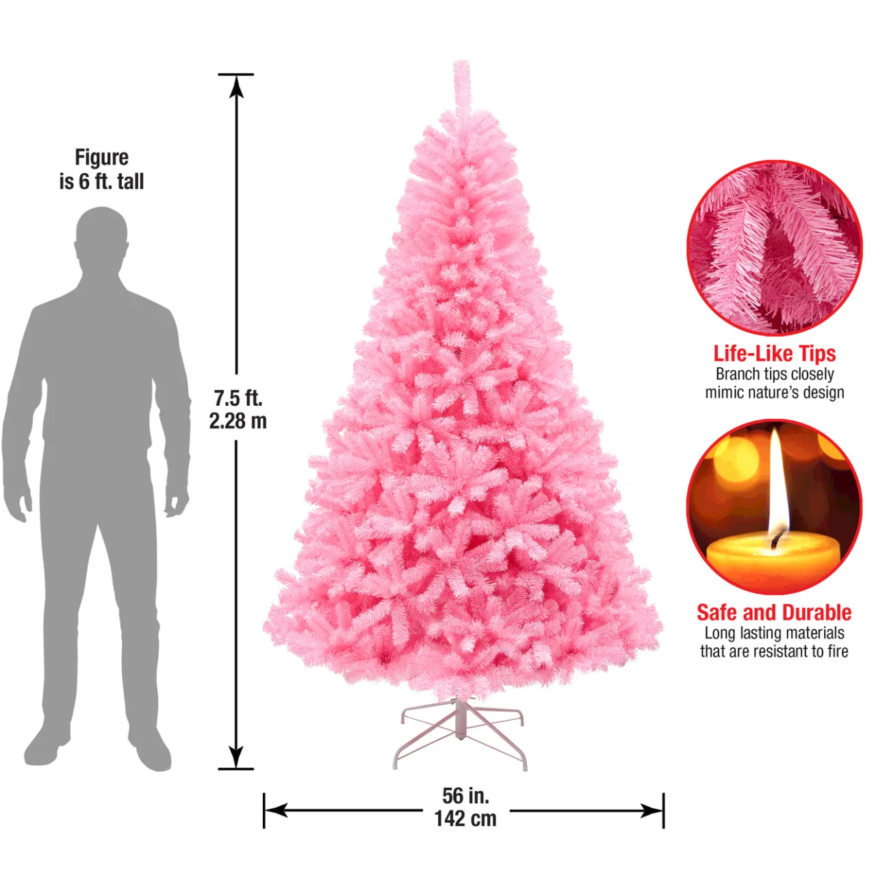 National Tree Company 7.5 ft. Color Pop Pink Tree