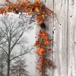Outlet National Tree Company 6 ft. Fall Garland with Pumpkins, Pinecones, Berry Clusters, Maple Leaves