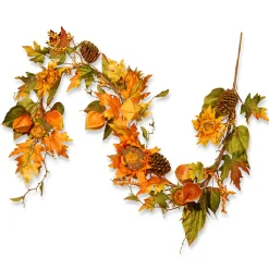 New National Tree Company 6 ft. Fall Garland with Sunflowers, Pinecones, Berry Clusters, Maple Leaves