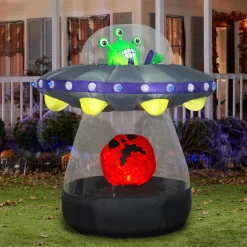 Sale National Tree Company 6 ft. Halloween Animated Alien Spacecraft Inflatable Decoration with LED Lights