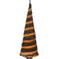 Outlet National Tree Company 7.5 ft. Halloween Black and Orange Tinsel Tree