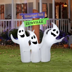 Hot National Tree Company 6 ft. Halloween Ghost Trio and Signpost Decoration