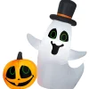New National Tree Company 4 ft. Halloween Ghost with Pumpkin Small Scene Inflatable Decoration