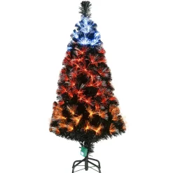Hot National Tree Company 4 ft. Halloween Pre-Lit Black Tree with Fiber Optic, Candy Corn LED Light