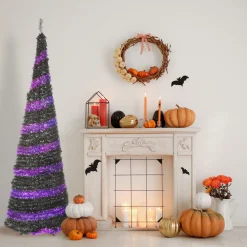 Best National Tree Company 7.5 ft. Halloween Pre-Lit Black Tree with LED Lights