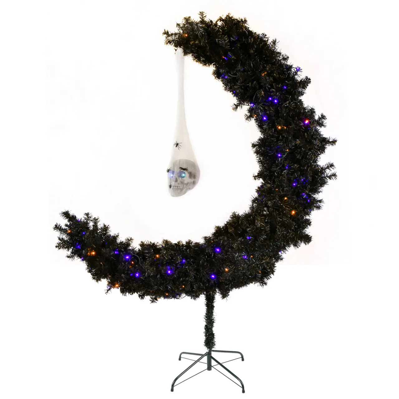 Clearance National Tree Company 6 ft. Halloween Pre-Lit Moon Shaped Tree Decoration with LED Lights
