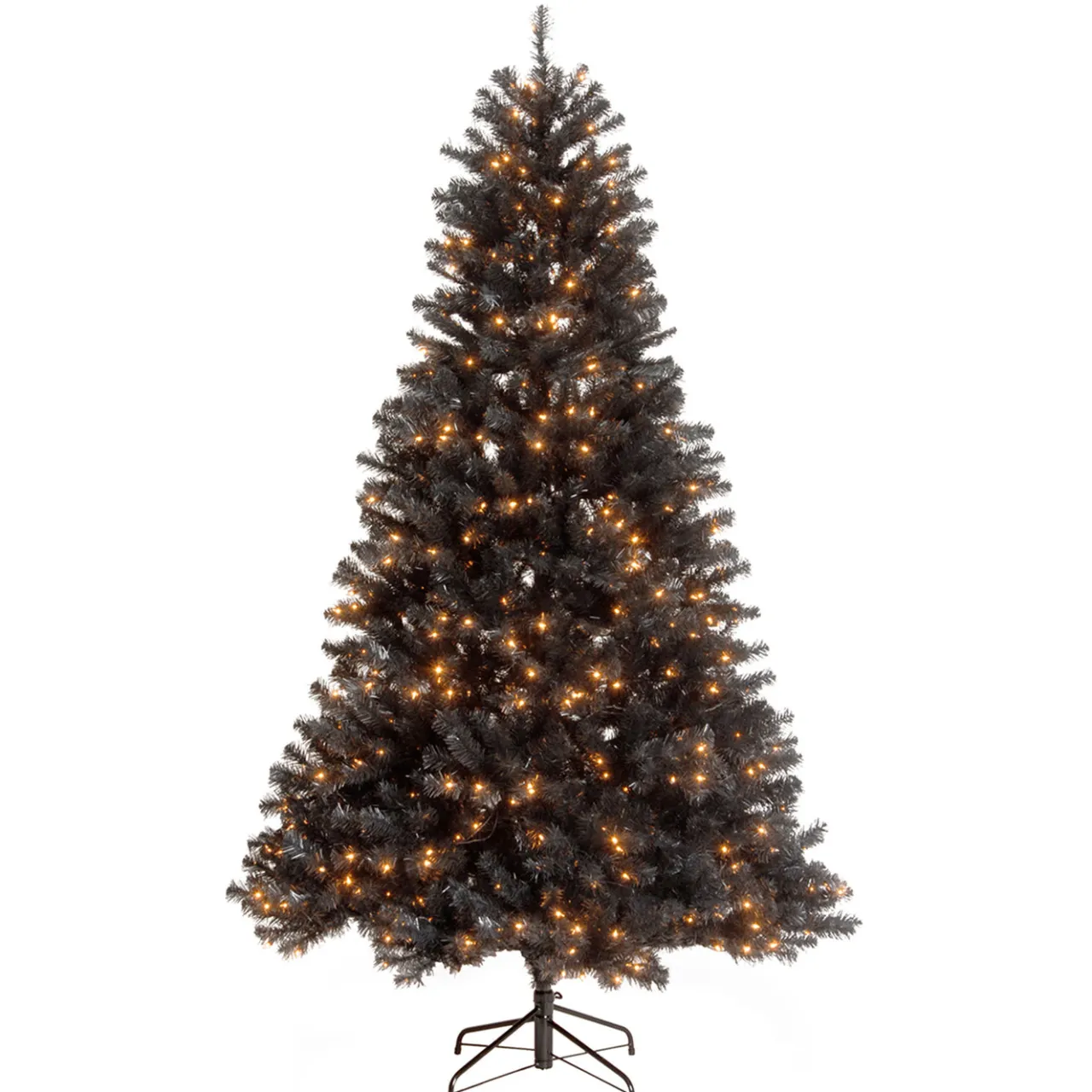 Sale National Tree Company 7 ft. Halloween Pre-Lit North Valley Spruce Full Black Tree with White Lights