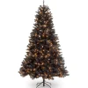 National Tree Company 6. ft. Halloween Pre-Lit North Valley Spruce Full Black Tree with White Lights