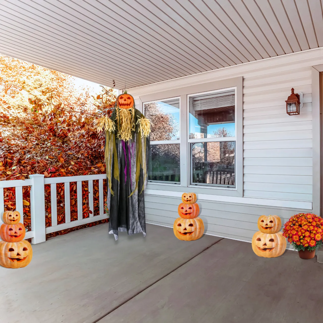 National Tree Company 6 ft. Halloween Pre-Lit Sound Activated Animated Hanging Scarecrow with LED Lights