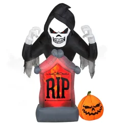 Hot National Tree Company 6 ft. Halloween Shaking Grim Reaper Inflatable and Animated Decoration
