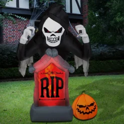 Hot National Tree Company 6 ft. Halloween Shaking Grim Reaper Inflatable and Animated Decoration