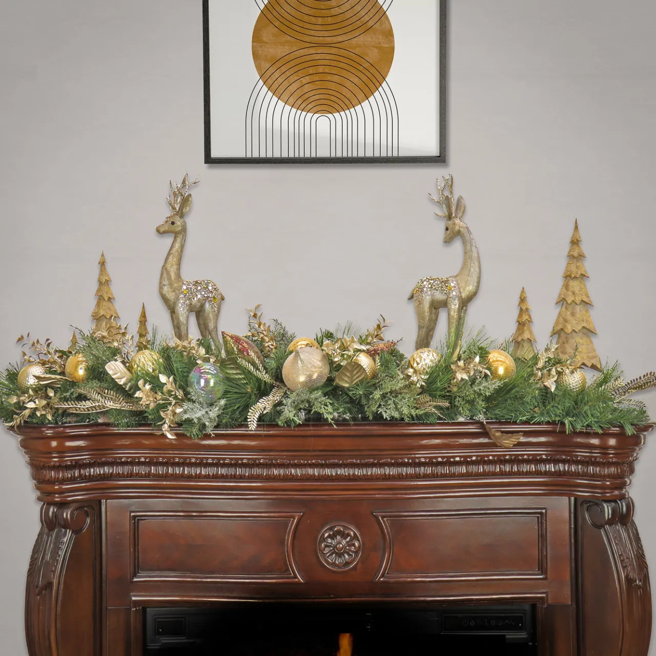 National Tree Company 6 ft. HGTV Home Collection Champagne Wishes Mantle Swag