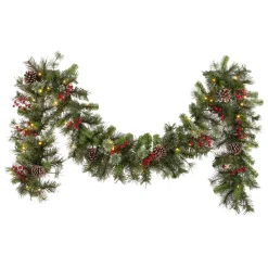 Sale National Tree Company 9 ft. Iced Berry Pine Garland with LED Lights