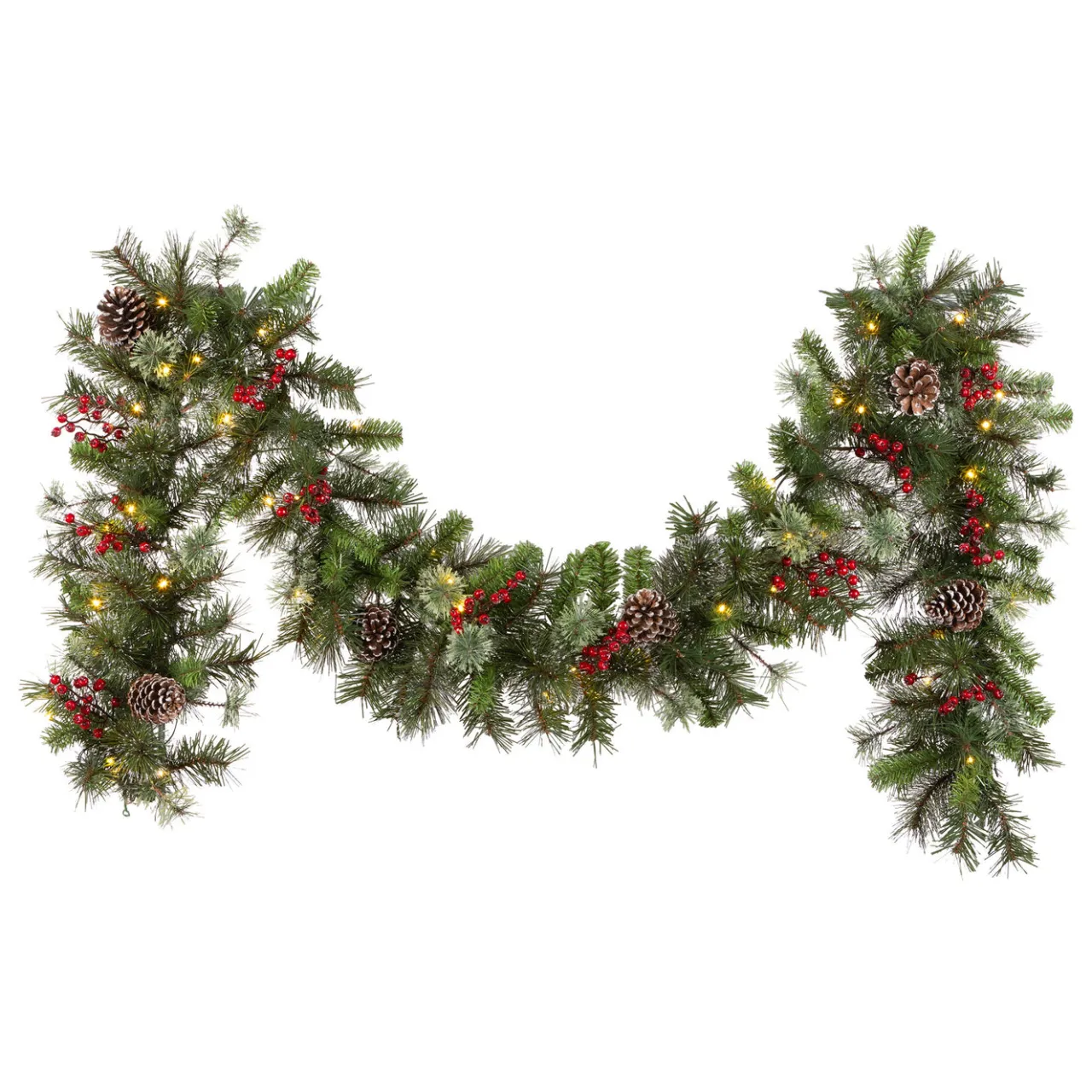 Sale National Tree Company 9 ft. Iced Berry Pine Garland with LED Lights