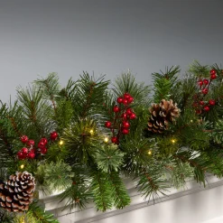 Sale National Tree Company 9 ft. Iced Berry Pine Garland with LED Lights