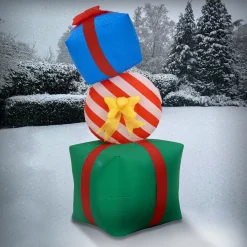 Discount National Tree Company 6 ft. Inflatable Blow Up Giftbox Combination