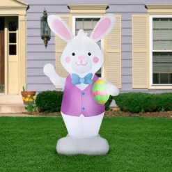 Online National Tree Company 7 ft. Inflatable Easter Bunny with Egg Decoration