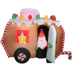 Hot National Tree Company 7.5 ft. Inflatable Gingerbread Trailer with Santa with LED Lights
