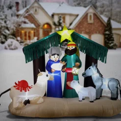 Best National Tree Company 6.5 ft Inflatable Nativity Scene with LED Lights