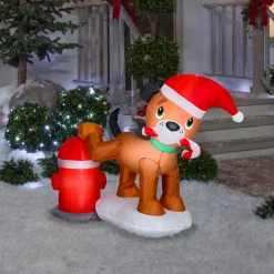 Online National Tree Company 4 ft. Inflatable Puppy Dog and Fire Hydrant with LED Lights