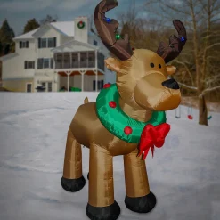 Online National Tree Company 8 ft. Inflatable Reindeer with LED Lights