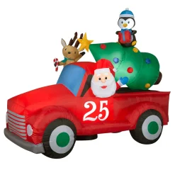Outlet National Tree Company 8 ft. Inflatable Santa in Vintage Pickup Truck with LED Lights