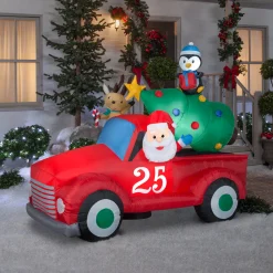 Outlet National Tree Company 8 ft. Inflatable Santa in Vintage Pickup Truck with LED Lights