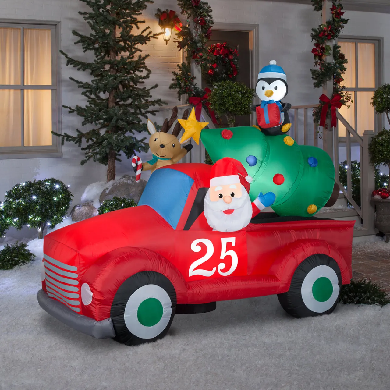 Outlet National Tree Company 8 ft. Inflatable Santa in Vintage Pickup Truck with LED Lights