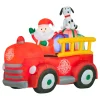 Hot National Tree Company 6 ft. Inflatable Santa in Vintage Firetruck with LED Lights