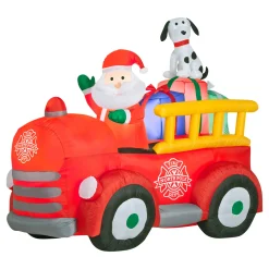 Hot National Tree Company 6 ft. Inflatable Santa in Vintage Firetruck with LED Lights