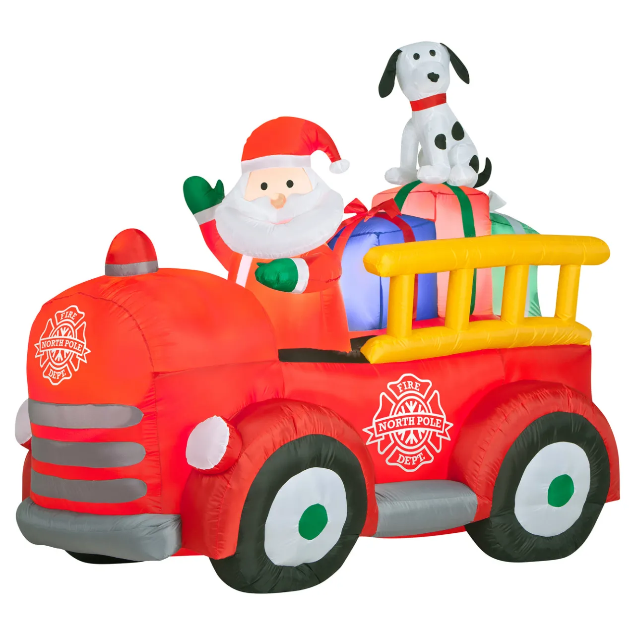 Hot National Tree Company 6 ft. Inflatable Santa in Vintage Firetruck with LED Lights