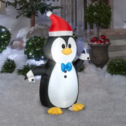 National Tree Company 4 ft. Inflatable Waving Penguin with LED Lights