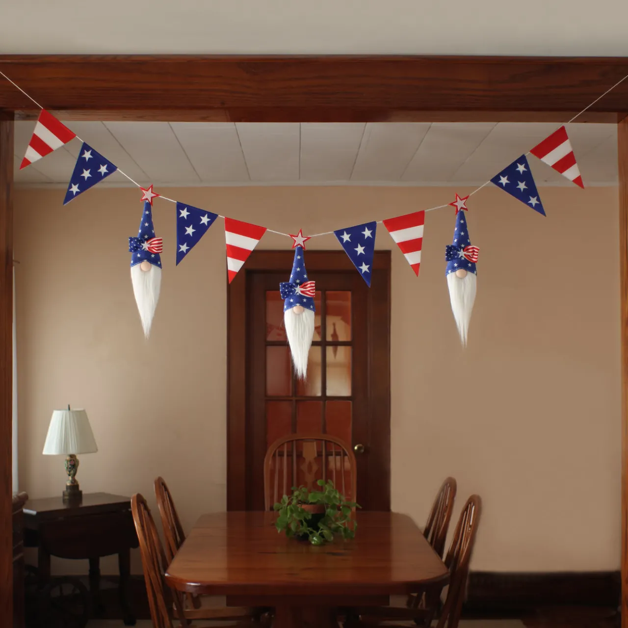 Best National Tree Company 6 ft. Patriotic Flags and Blue Gnomes Garland