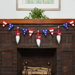 Best National Tree Company 6 ft. Patriotic Flags and Red Gnomes Garland