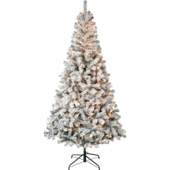 Hot National Tree Company 7.5 ft. Pre-Lit Acacia Flocked Tree with Clear Lights