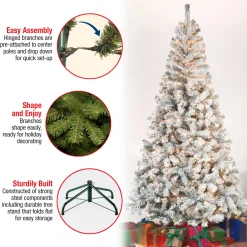 Hot National Tree Company 7.5 ft. Pre-Lit Acacia Flocked Tree with Clear Lights