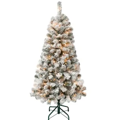 Hot National Tree Company 4.5 ft. Pre-Lit Acacia Flocked Tree with Clear Lights