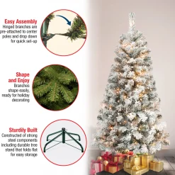 Hot National Tree Company 4.5 ft. Pre-Lit Acacia Flocked Tree with Clear Lights