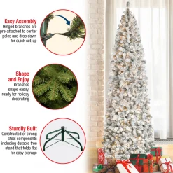 National Tree Company 9 ft. Pre-Lit Acacia Flocked Slim Tree with Clear Lights