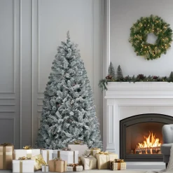 Discount National Tree Company 6 ft. Pre-Lit Acacia Flocked Tree with Clear Lights