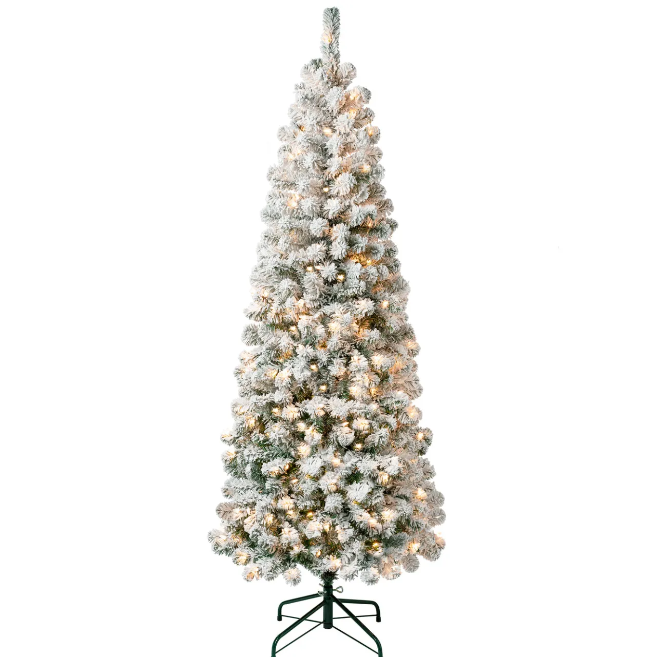 Online National Tree Company 6 ft. Pre-Lit Acacia Medium Flocked Tree with Clear Lights