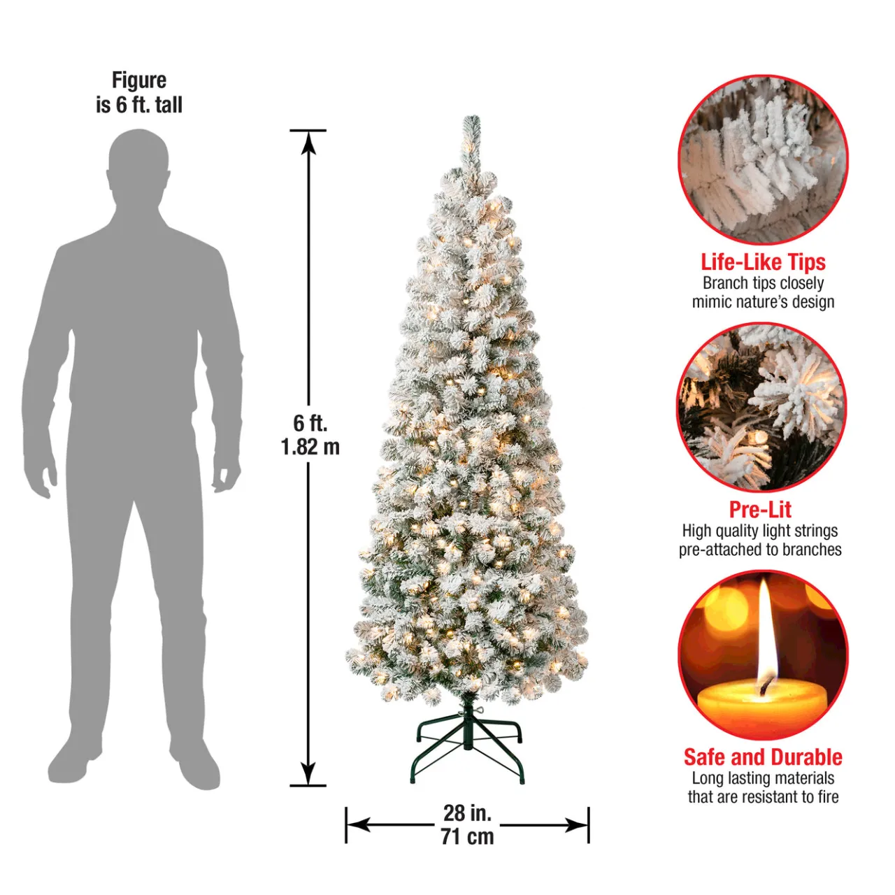 Online National Tree Company 6 ft. Pre-Lit Acacia Medium Flocked Tree with Clear Lights